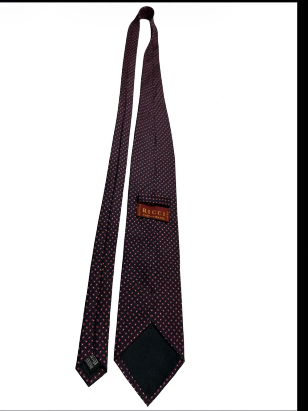 Ricci Como Firenze Italian Silk Tie Red Navy Paisley Geometric Necktie‎
